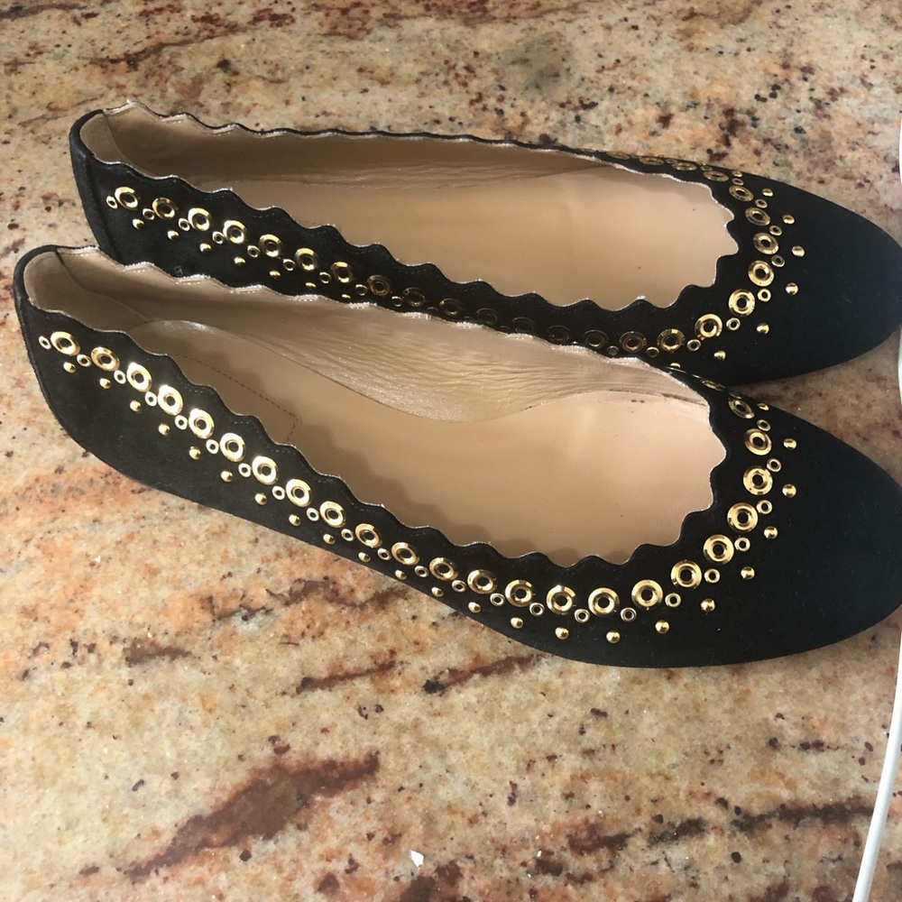 Chloe suede studded accents ballet flats.